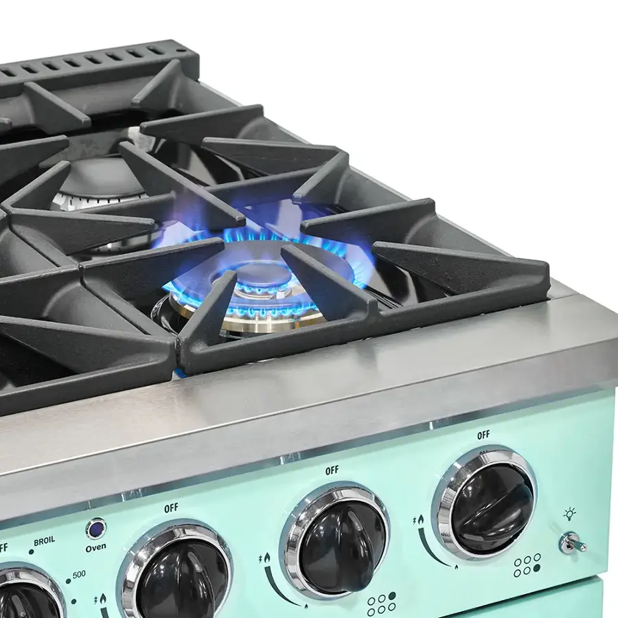 The text on the image reads "OFF OFF FF BROIL Oven OFF A 500." This text is likely related to the control knobs on the stove. The first "OFF" refers to turning off the stove, while the "FF" and "BROIL" are likely related to different cooking modes, such as broiling or flame failure. The "500" could be a temperature setting or a reference to a specific cooking method.