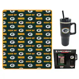 Pegasus - Green Bay Packers 60" x 70" Logo Blanket and 30oz Stainless Steel Tumbler Combo - Multicolor