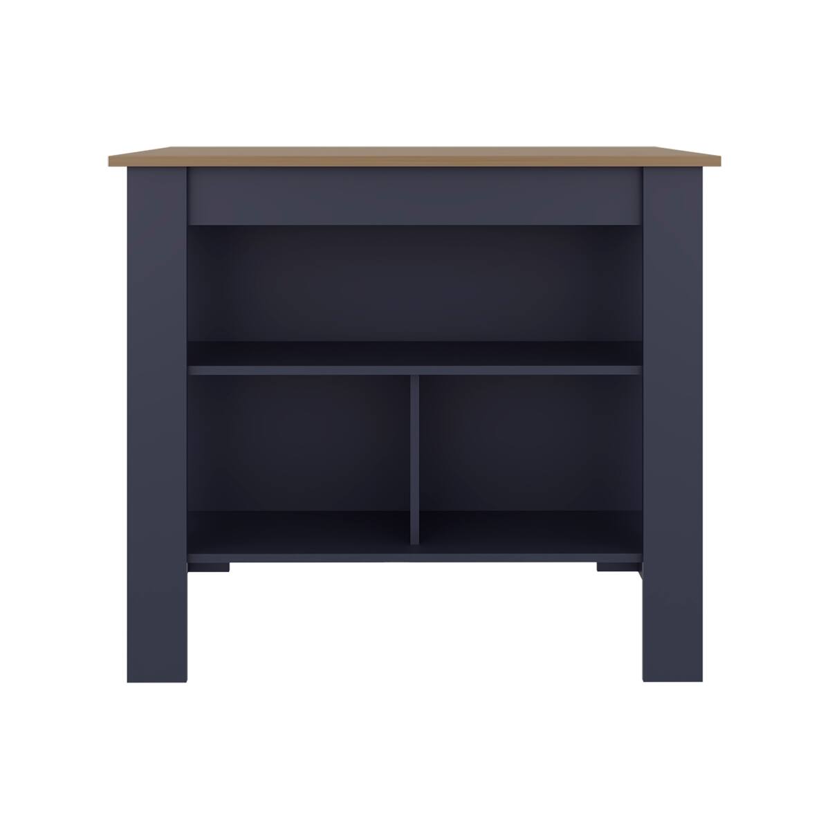 Back. Loheer - Loheer Modern Kitchen Island with Three Open Shelves Wide Prep Surface Multi Color - Multi.