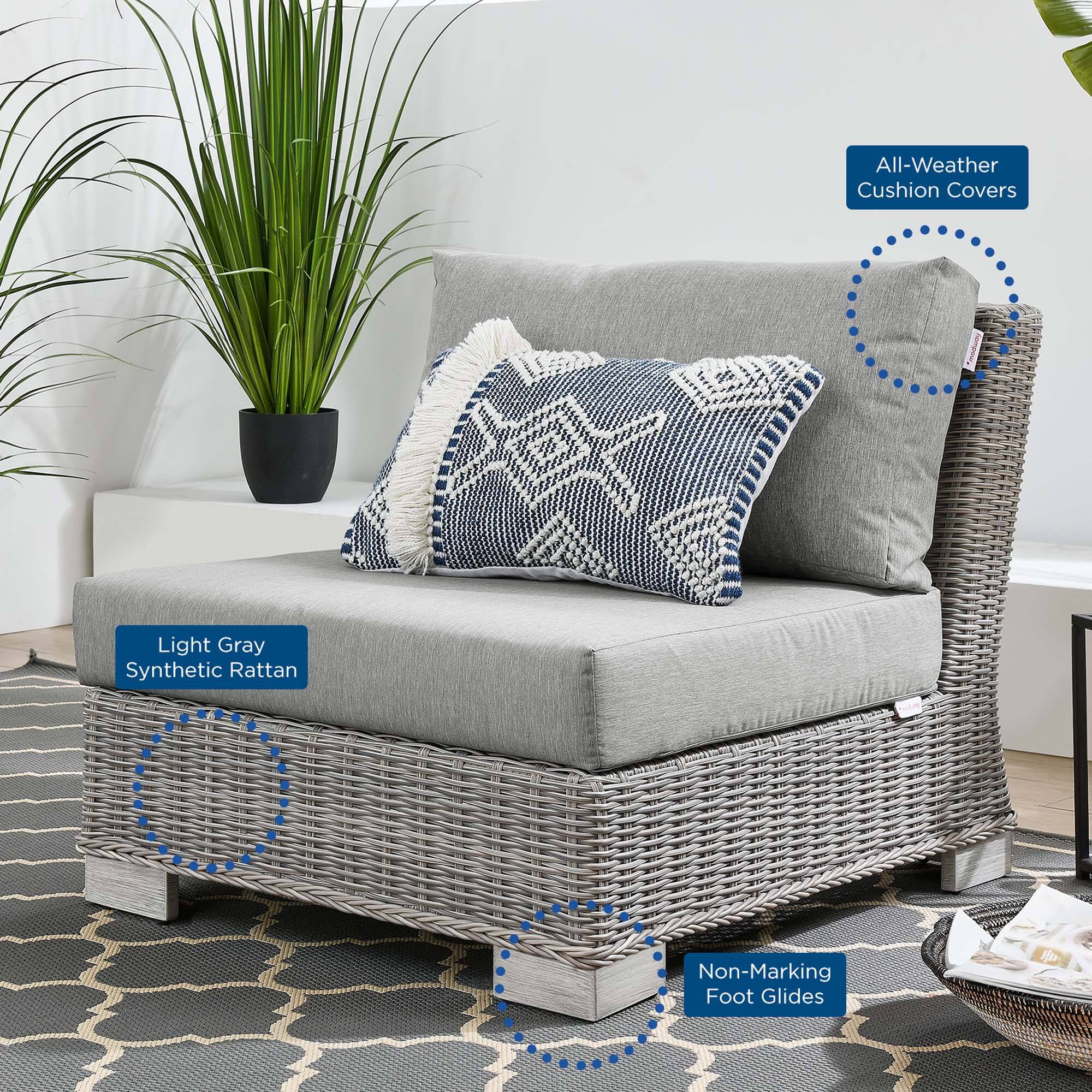 All-Weather Cushion Covers  
Light Gray Synthetic Rattan  
Non-Marking Foot Glides