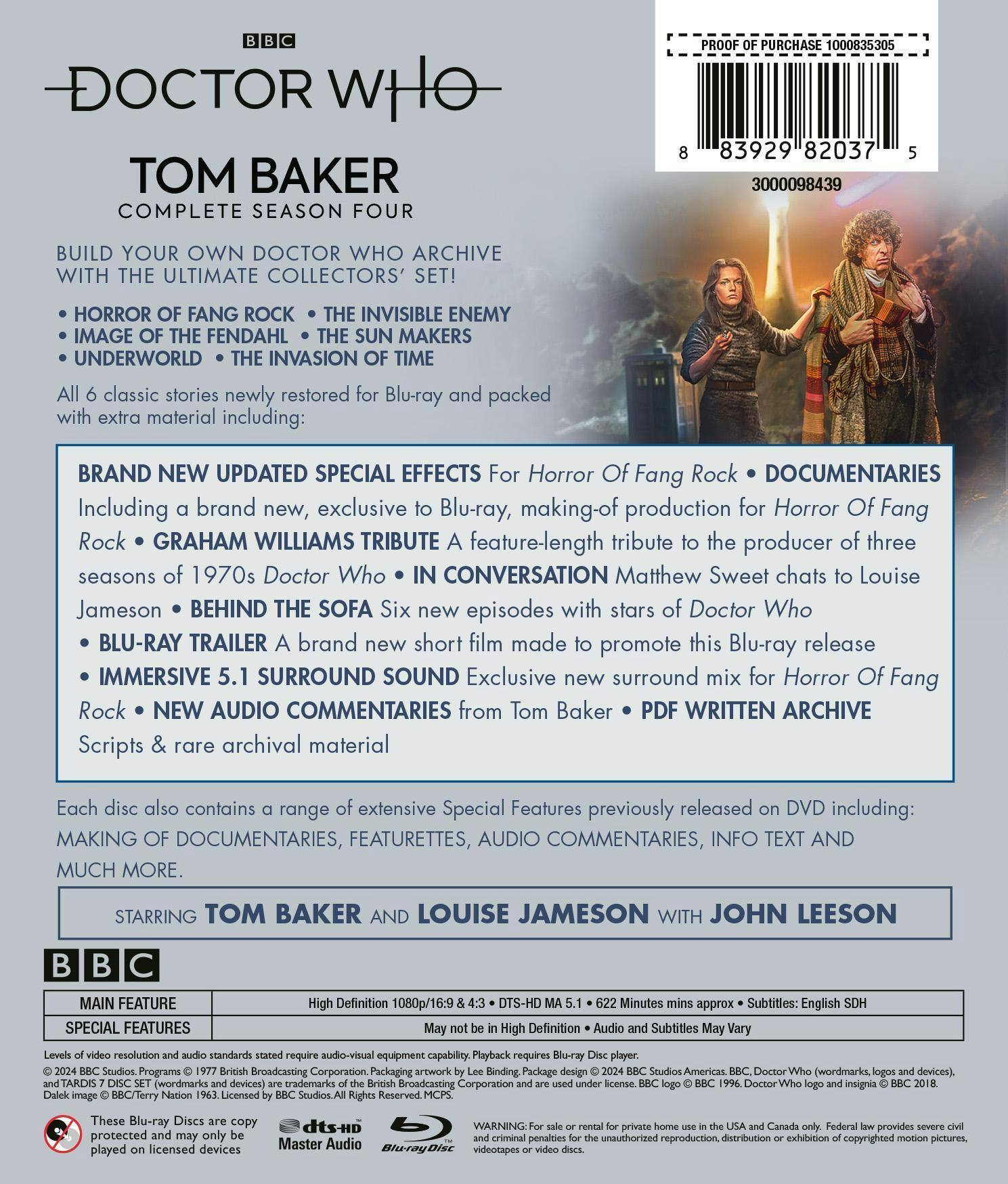 Back. Doctor Who: Tom Baker Complete Season Four [Blu-ray].