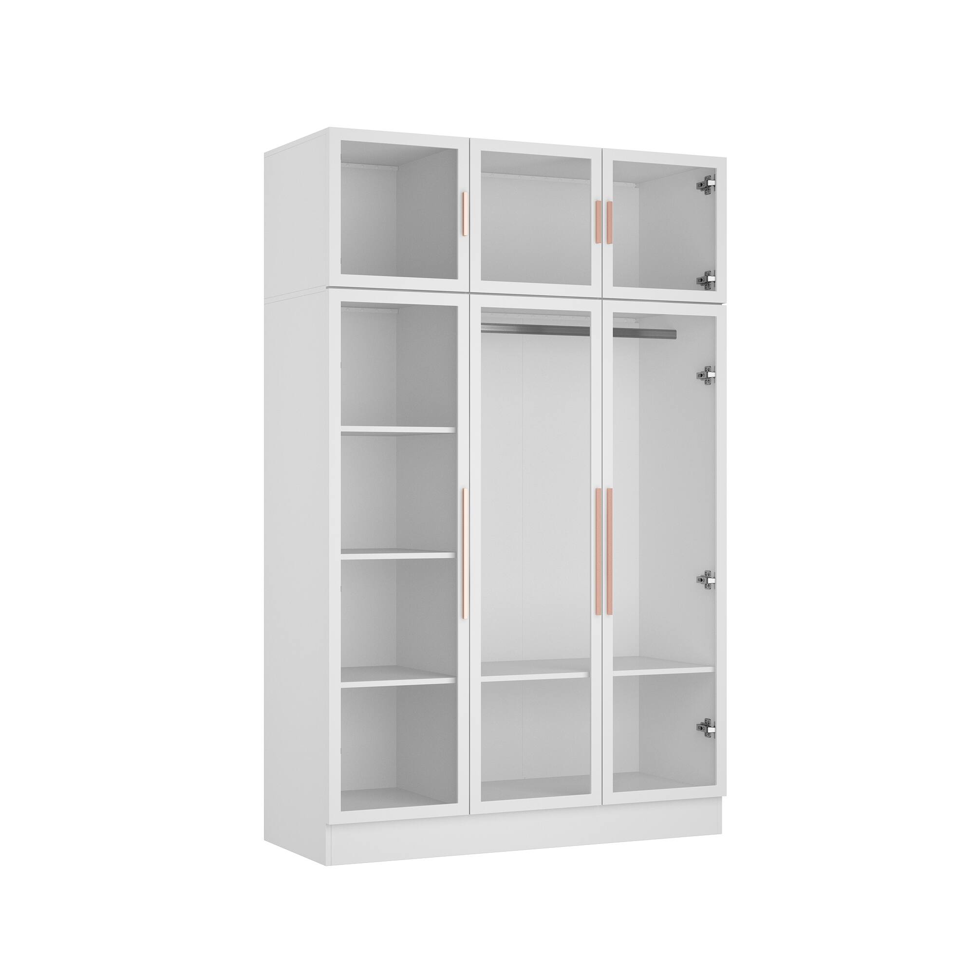 Angle. FUFU & GAGA - FUFU&GAGA Freestanding Wardrobe with Tempered Glass Doors & RGB LED Lights - White.