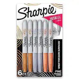 Sharpie - Permanent Markers, Fine Tip, 6/Pack - Assorted Metallic