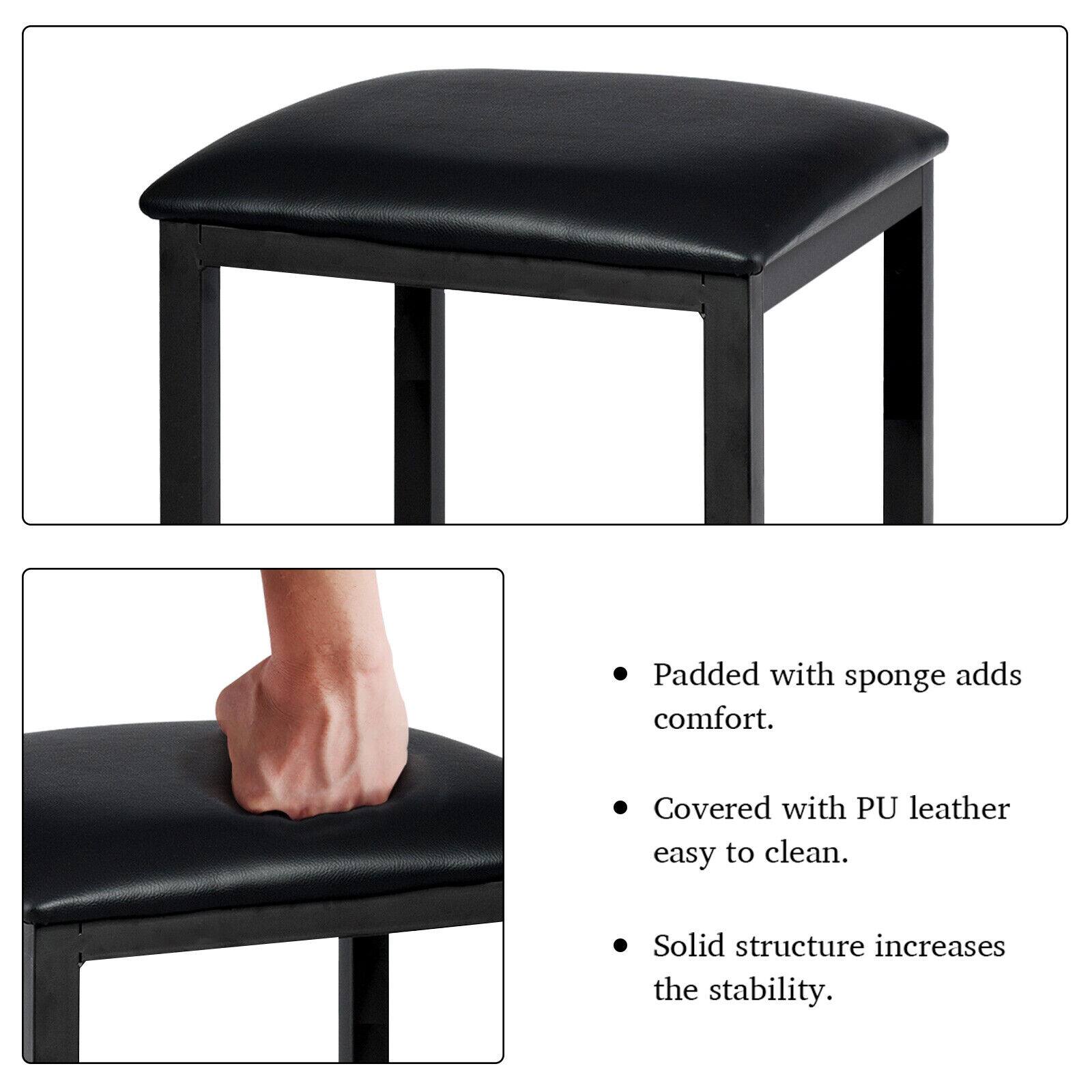 Padded with sponge adds comfort. Covered with PU leather easy to clean. Solid structure increases the stability.