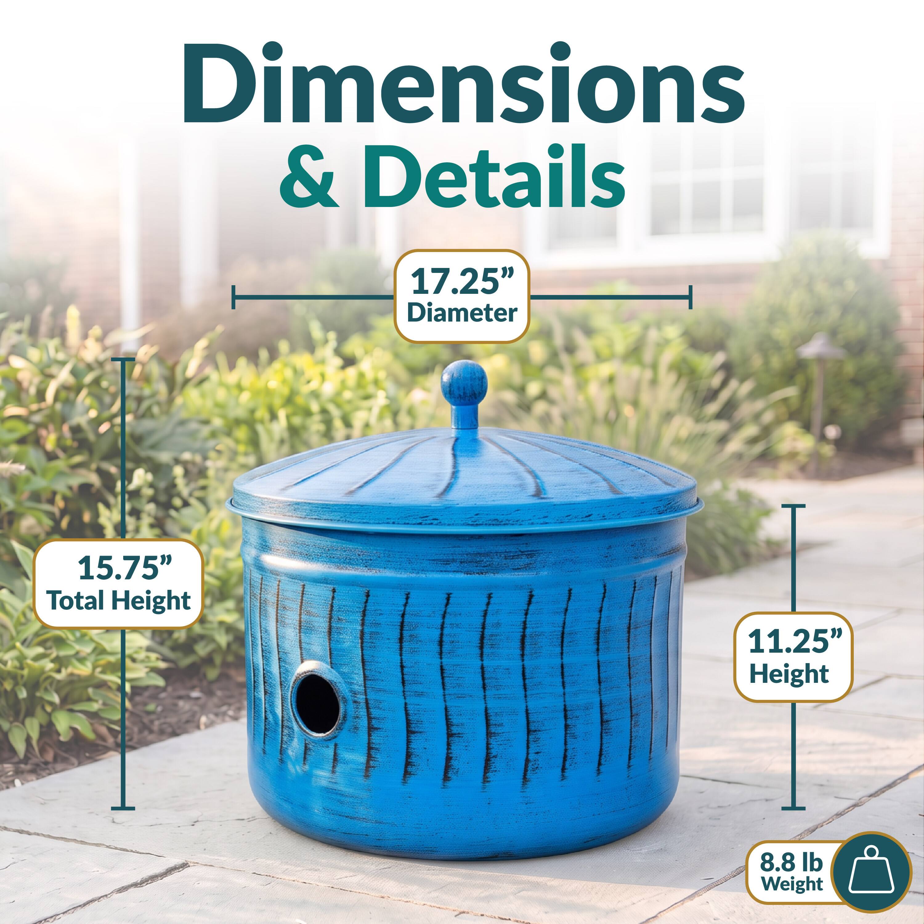 Dimensions & Details
17.25" Diameter
15.75" Total Height
11.25" Height
8.8 lb Weight