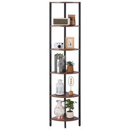 VEVOR - 6 Tier Corner Shelf with LED Light, 68" Tall Corner Bookshelf with Storage Shelves for Collectibles, Display Shelf - Brown