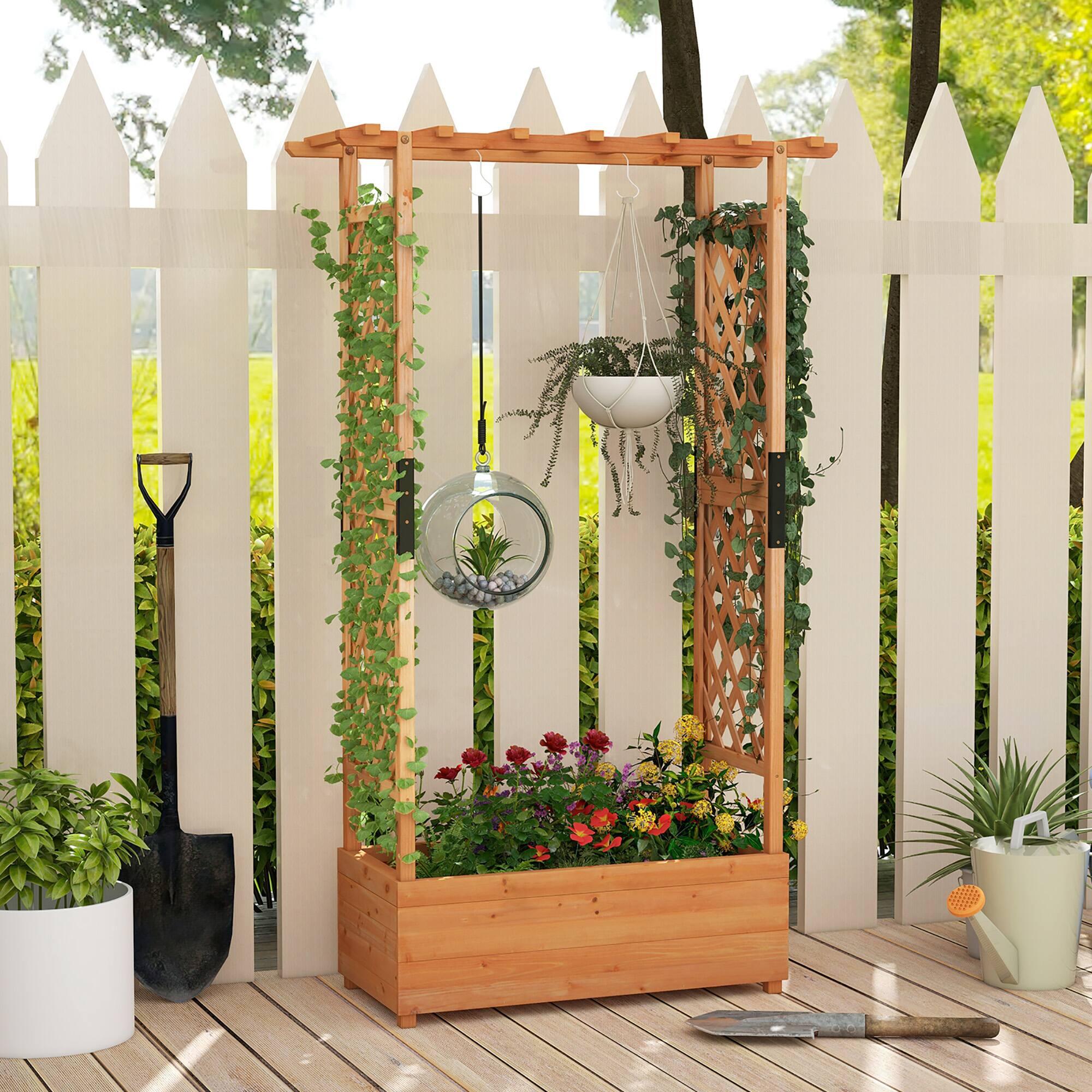 Alt View 1. Gymax - Gymax Raised Garden Bed Vertical Plant Container for Vine Climbing Plant Flower - Orange.