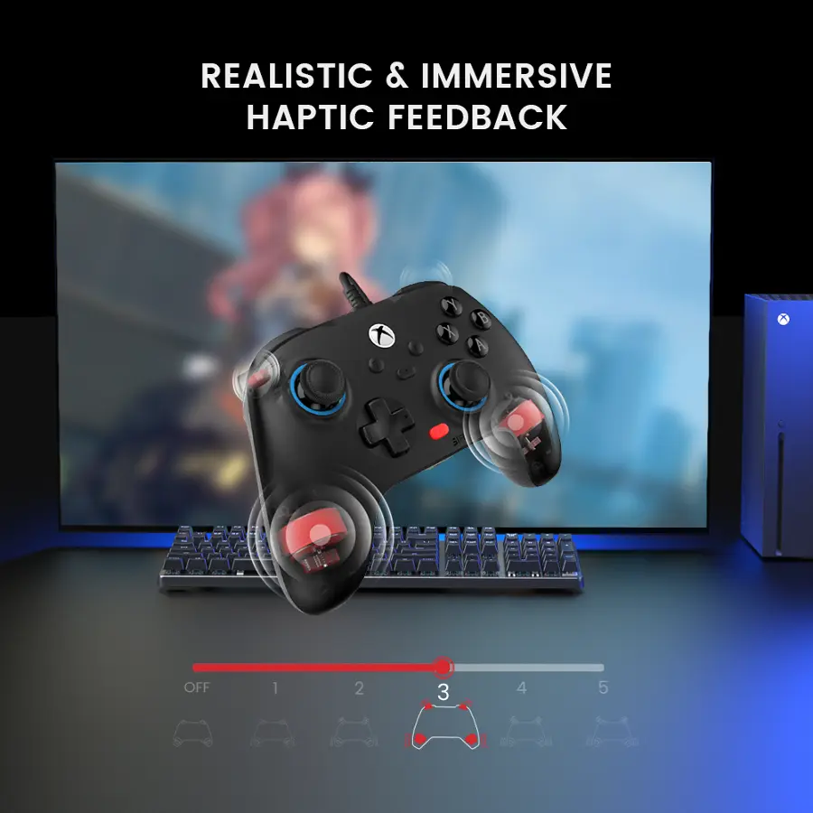 REALISTIC & IMMERSIVE HAPTIC FEEDBACK x 1 Y B A A SI OFF 1 2 3 4 5