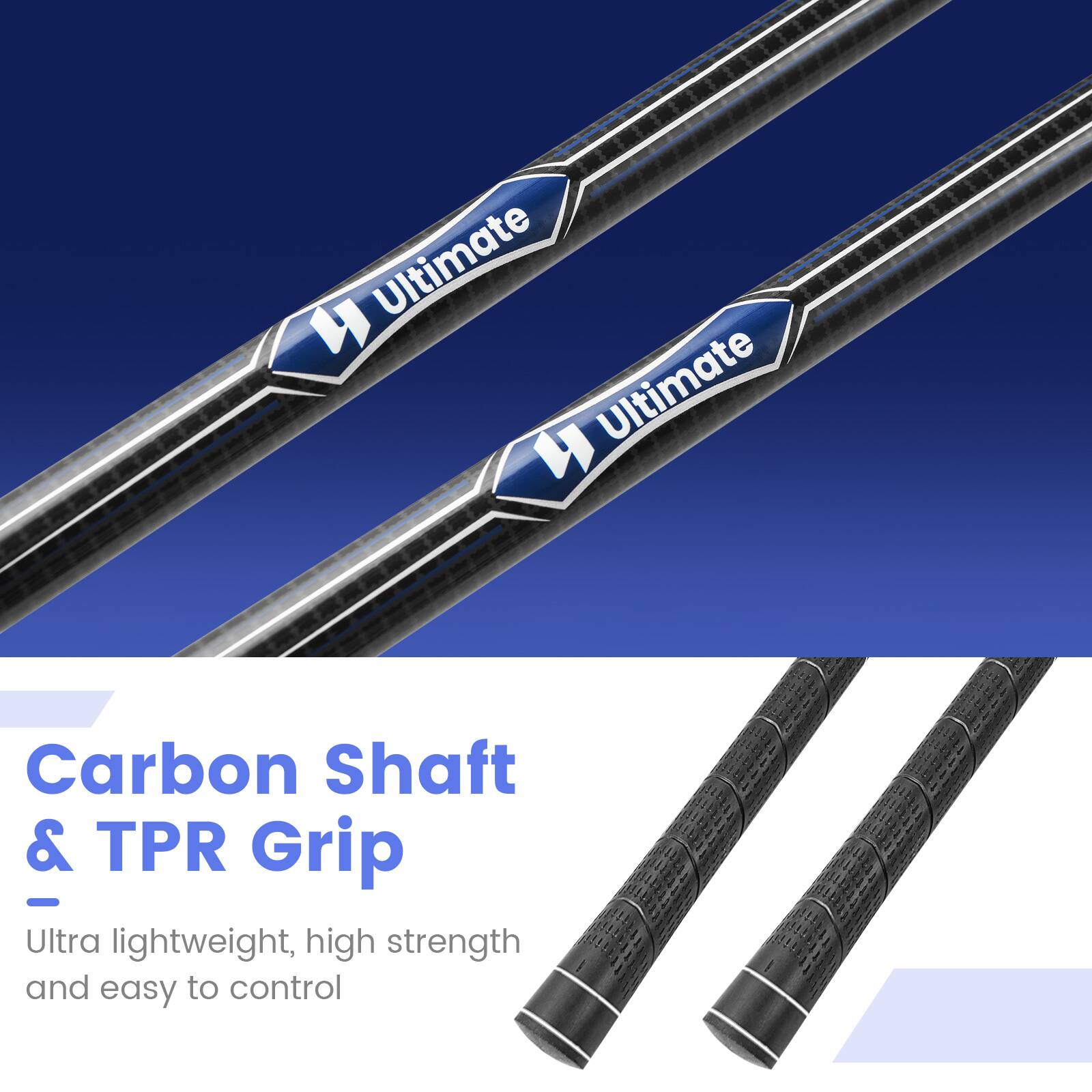 Ultimate H Carbon Shaft & TPR Grip - Ultra lightweight, high strength and easy to control