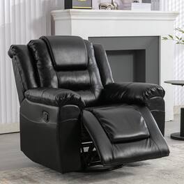 TinyHomie - 360Swivel and Rocking Home Theater Recliner Manual Recliner Chair with Wide Armrest for Living Room Bedroom - Black