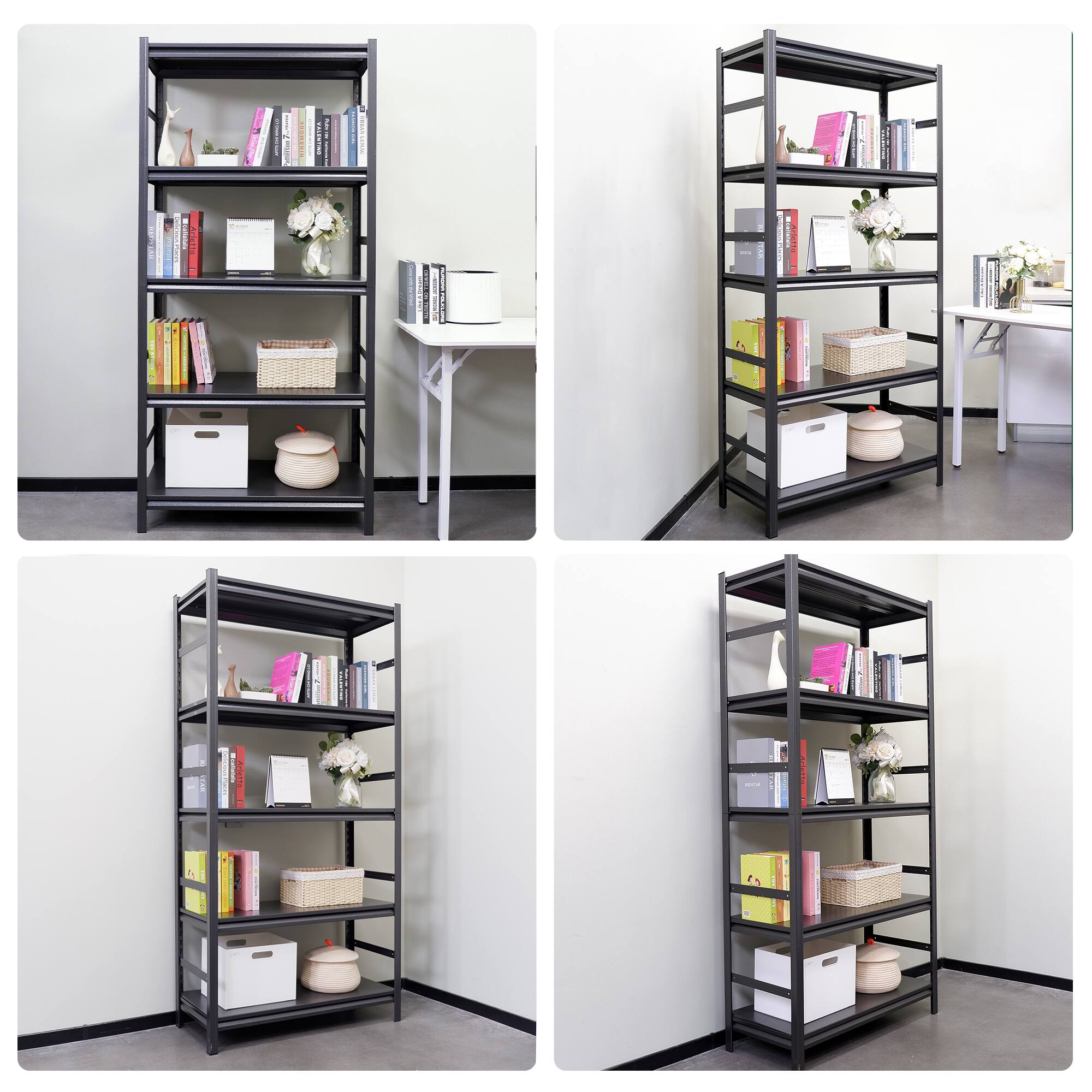 Left. Lirago - 5-Tier Freestanding Shelving Units 2500LBS Capacity Utility Storage Shelves Metal Storage Shelves( 78-in H ) - Black.