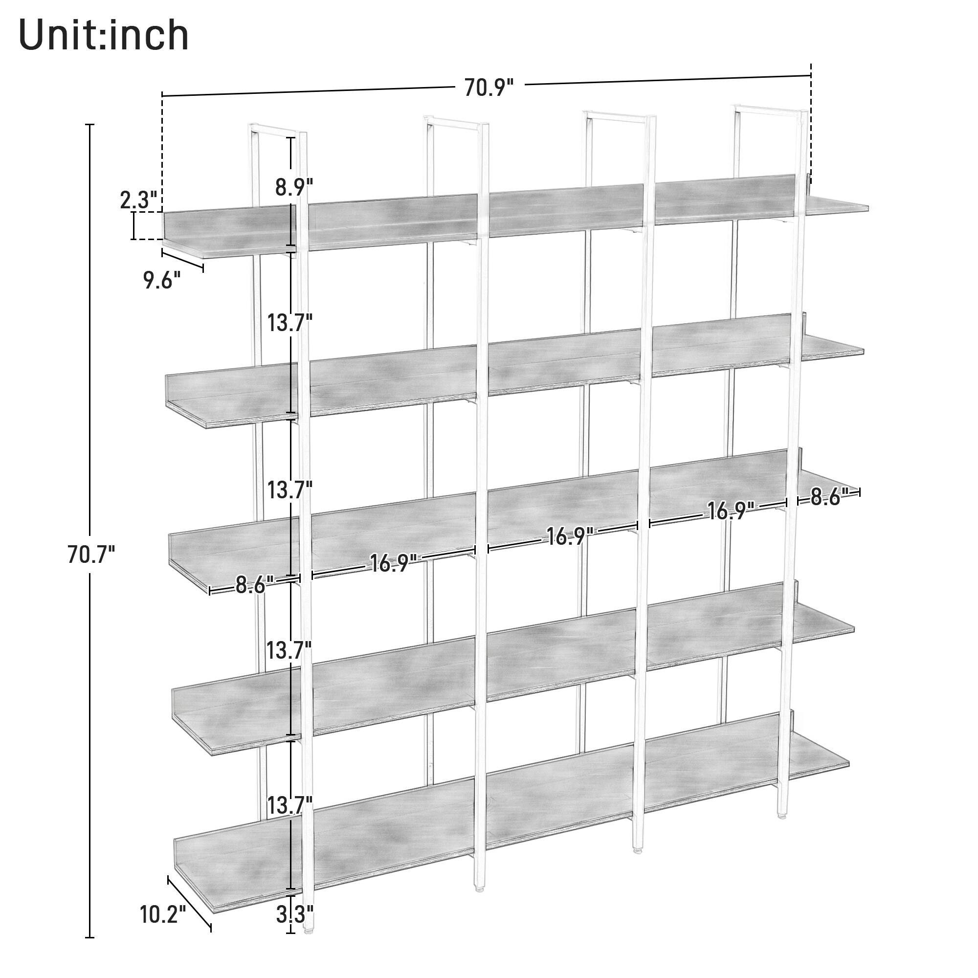 Unit: inch

- 70.9"
- 2.3"
- 8.9"
- 9.6"
- 13.7"
- 70.7"
- 13.7"
- 8.6"
- 16.9"
- 16.9"
- 16.9"
- 8.6"
- 13.7"
- 13.7"
- 10.2"
- 3.3"