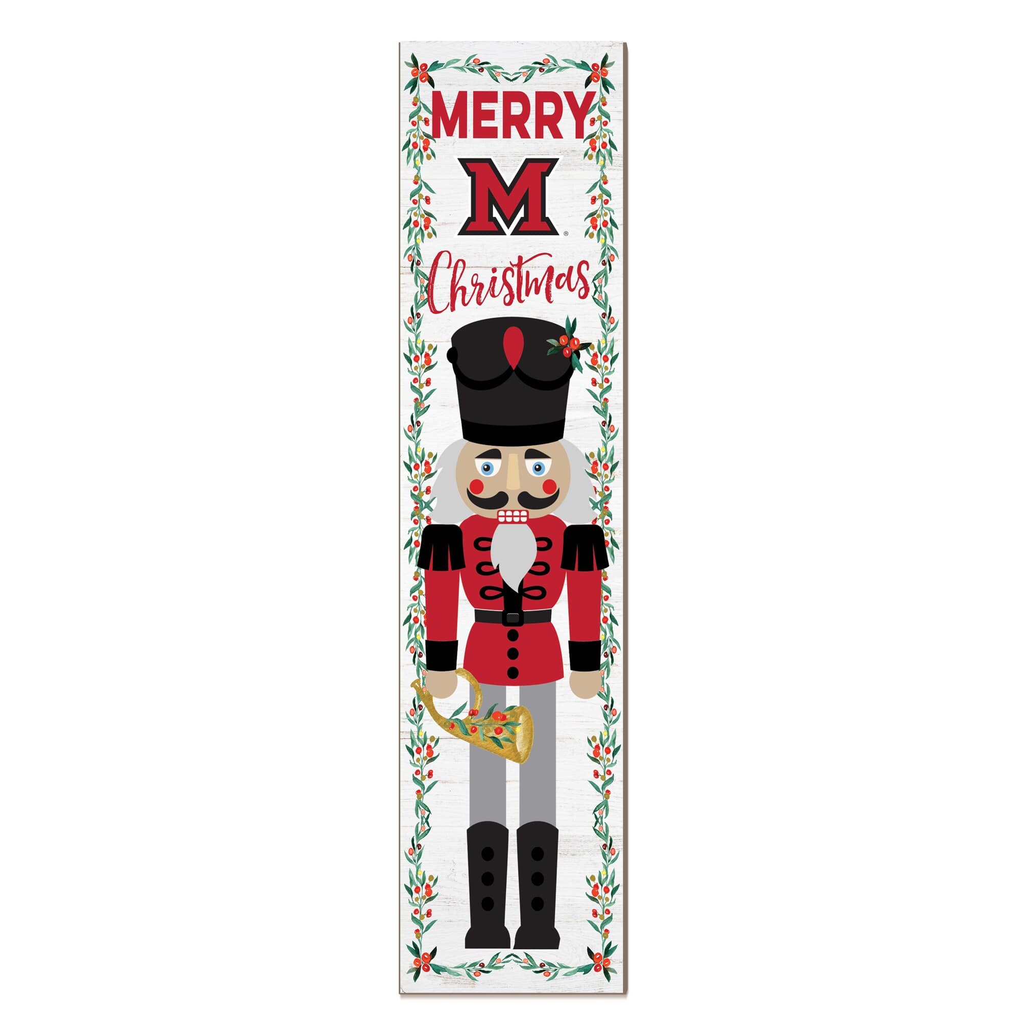 Jardine - Miami University RedHawks 11" x 46" Nutcracker Holiday Leaner Sign - White