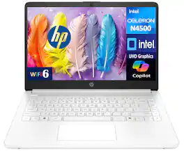 HP - B89MQUA#ABA Snowflake Laptop, Celeron N4500, 4GB, 64GB eMMC SSD, 14.0" HD HD (1366x768), Intel UHD, Win 11 Home - Snowflake White