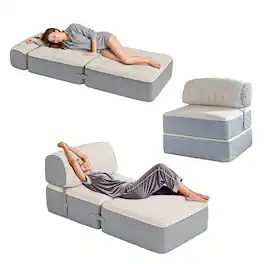 wowmax - Foldable Bean Bag Sofa Bed - Adjustable Backrest Lounger for Gaming, Sleep & Small Spaces - Gray