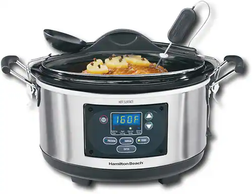 Front. Hamilton Beach - Set & Forget 6 Qt. Programmable Slow Cooker - STAINLESS STEEL.