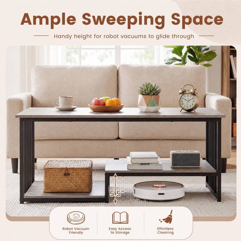 Ample Sweeping Space  
Handy height for robot vacuums to glide through

1 0 )  7  
2 I 2 3 4 5 E  
5.5"  
Robot Vacuum Friendly  
Easy Access to Storage  
Effortless Cleaning