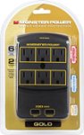 Front Zoom. Monster - Power Gold 650 6-Outlet/2-USB Wall Tap Surge Protector - Black.