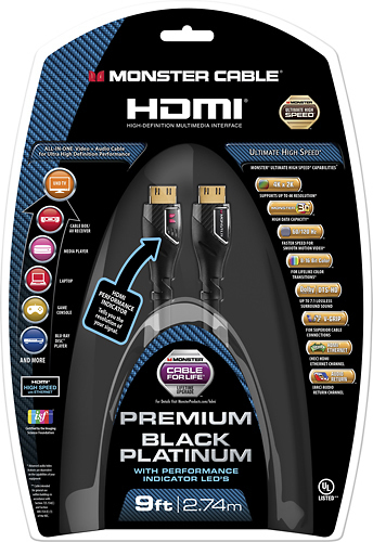spanning gevogelte melk wit Monster Black Platinum Line 9' 4K Ultra HD In-Wall HDMI Cable Black  140830-00 - Best Buy