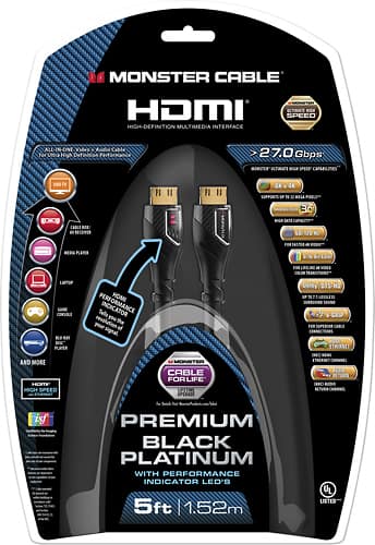 Monster - Platinum Line 5' 4K Ultra HD In-Wall HDMI Cable - Black-Front_Standard