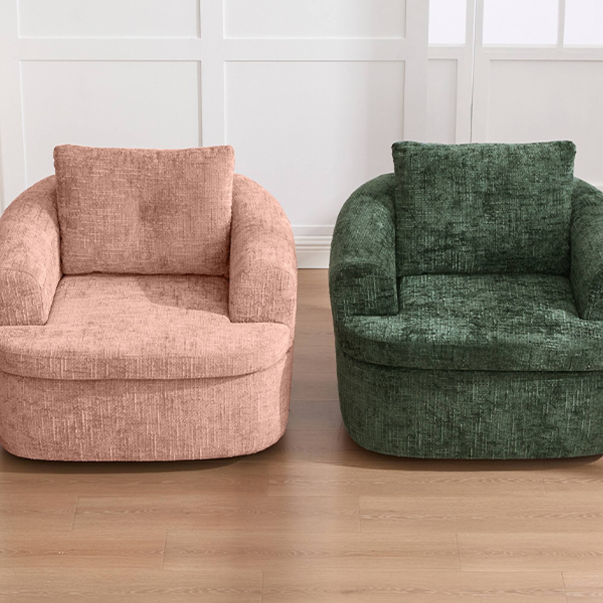 Alt View 4. GOODSILO - Modern 360-Degree Swivel Accent Barrel Chair with Dual-Layer Cushion Design for Living Room and Office - Pink.