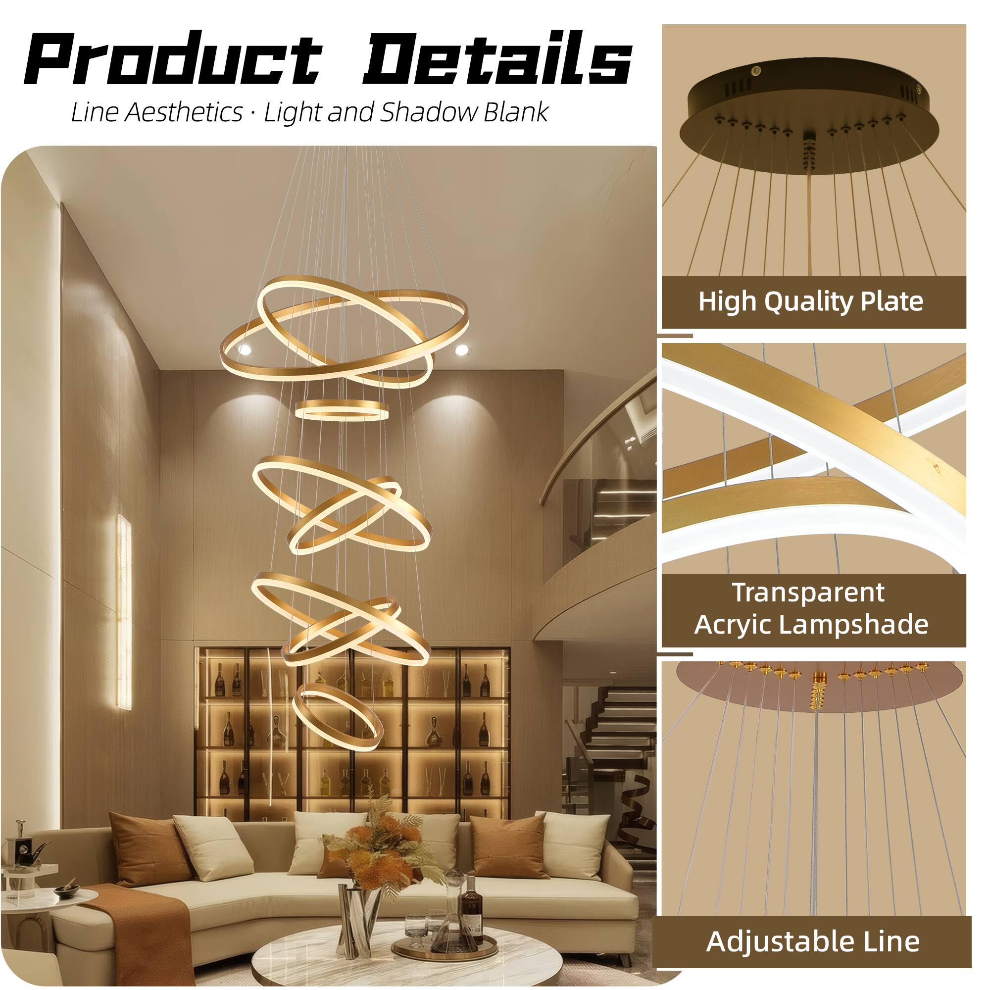 Product Details  
Line Aesthetics • Light and Shadow Blank  

- High Quality Plate  
- Transparent Acrylic Lampshade  
- Adjustable Line