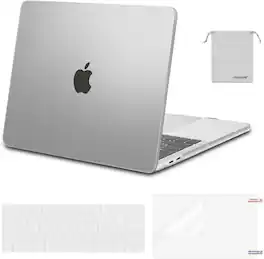 mosiso - MacBook Pro 13" hard shell case with keyboard skins, screen protector and storage bag - Frost
