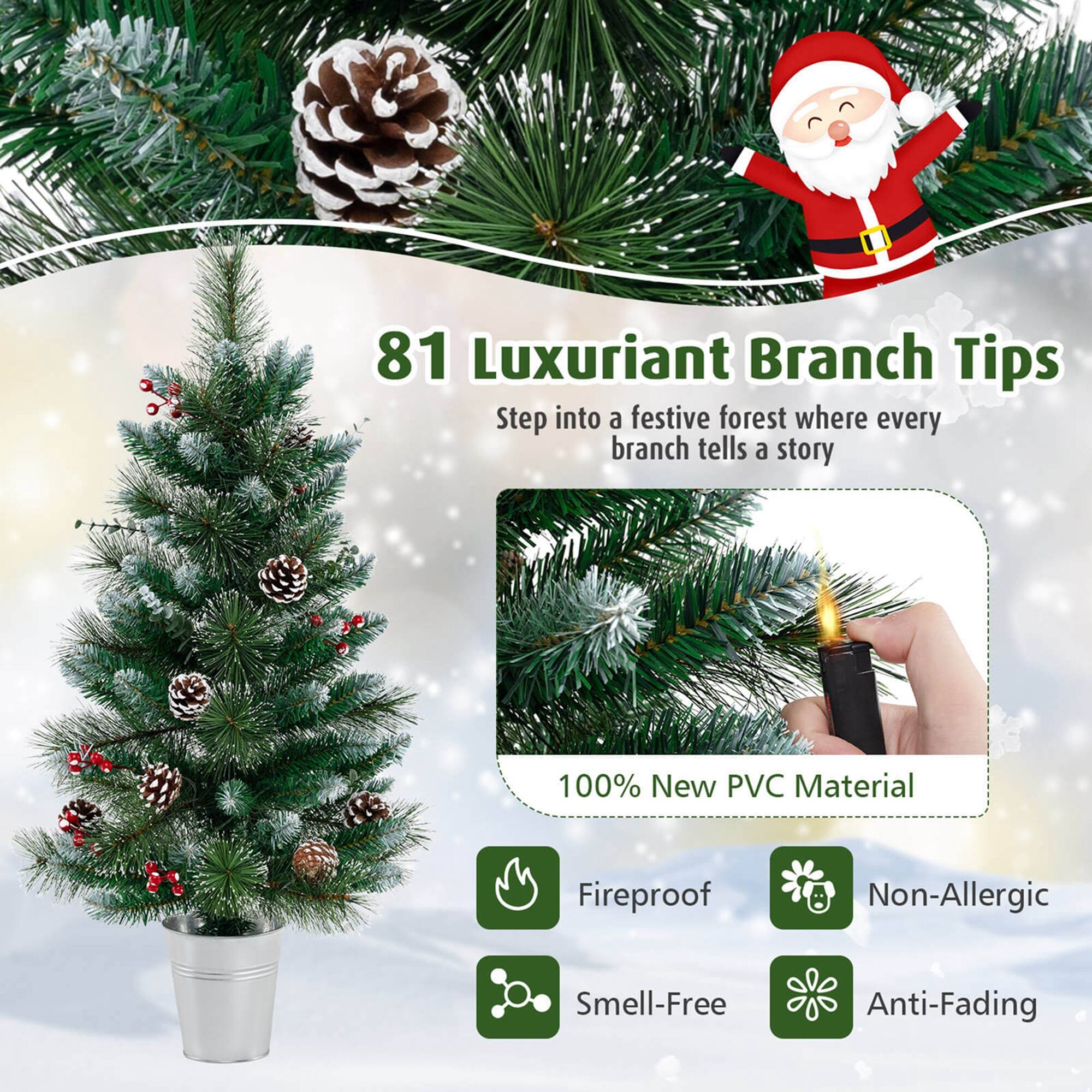 81 Luxuriant Branch Tips  
Step into a festive forest where every branch tells a story  

100% New PVC Material  
Fireproof  
Non-Allergic  
Smell-Free  
Anti-Fading