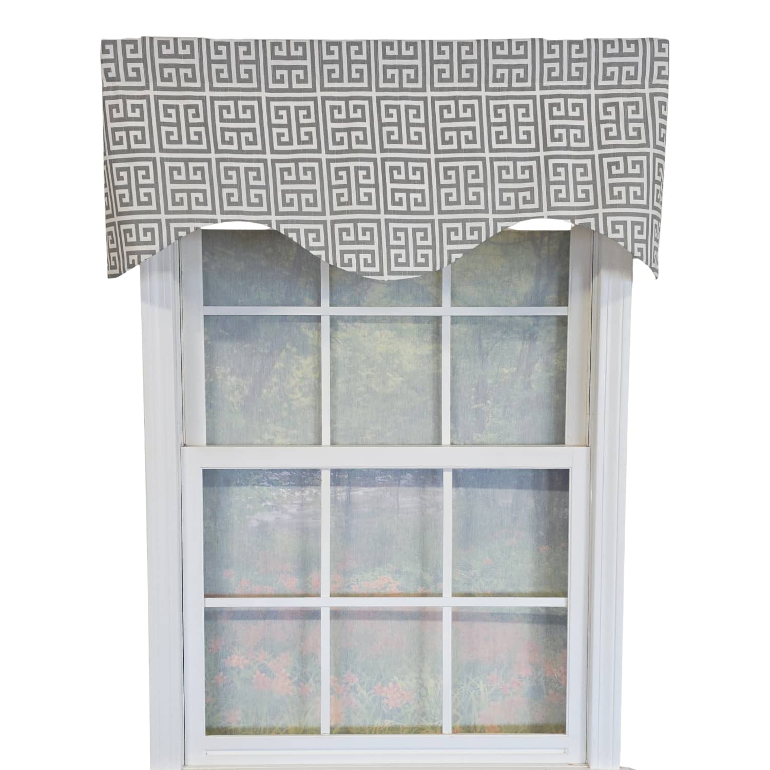 RLF Home - 100% Cotton Tower Cornice Fully lined Windows Rod Pocket Valance 50" x 17" - Dove