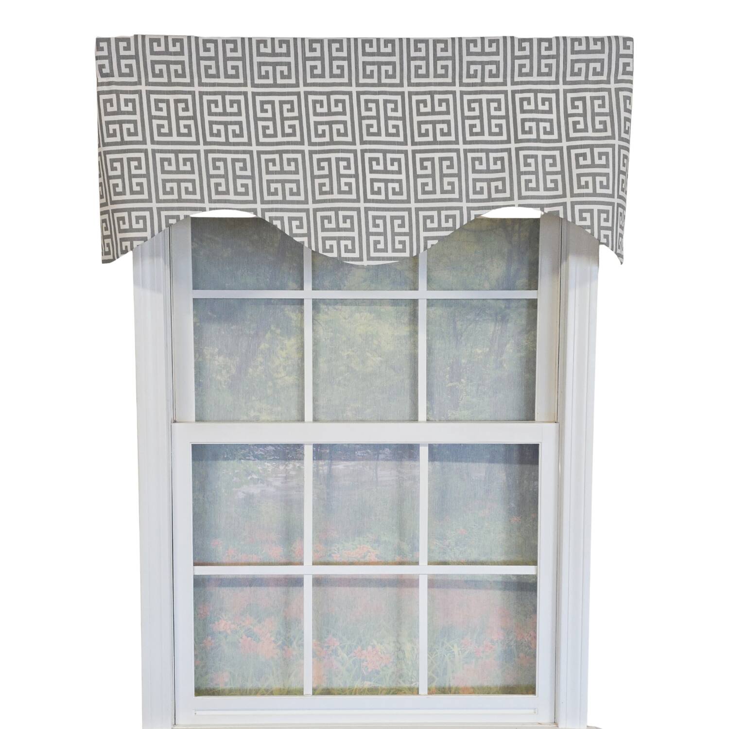 Front. RLF Home - RLF Home 100% Cotton Tower Cornice  Fully lined Windows Rod Pocket Valance 50" x 17"  Dove - Dove.