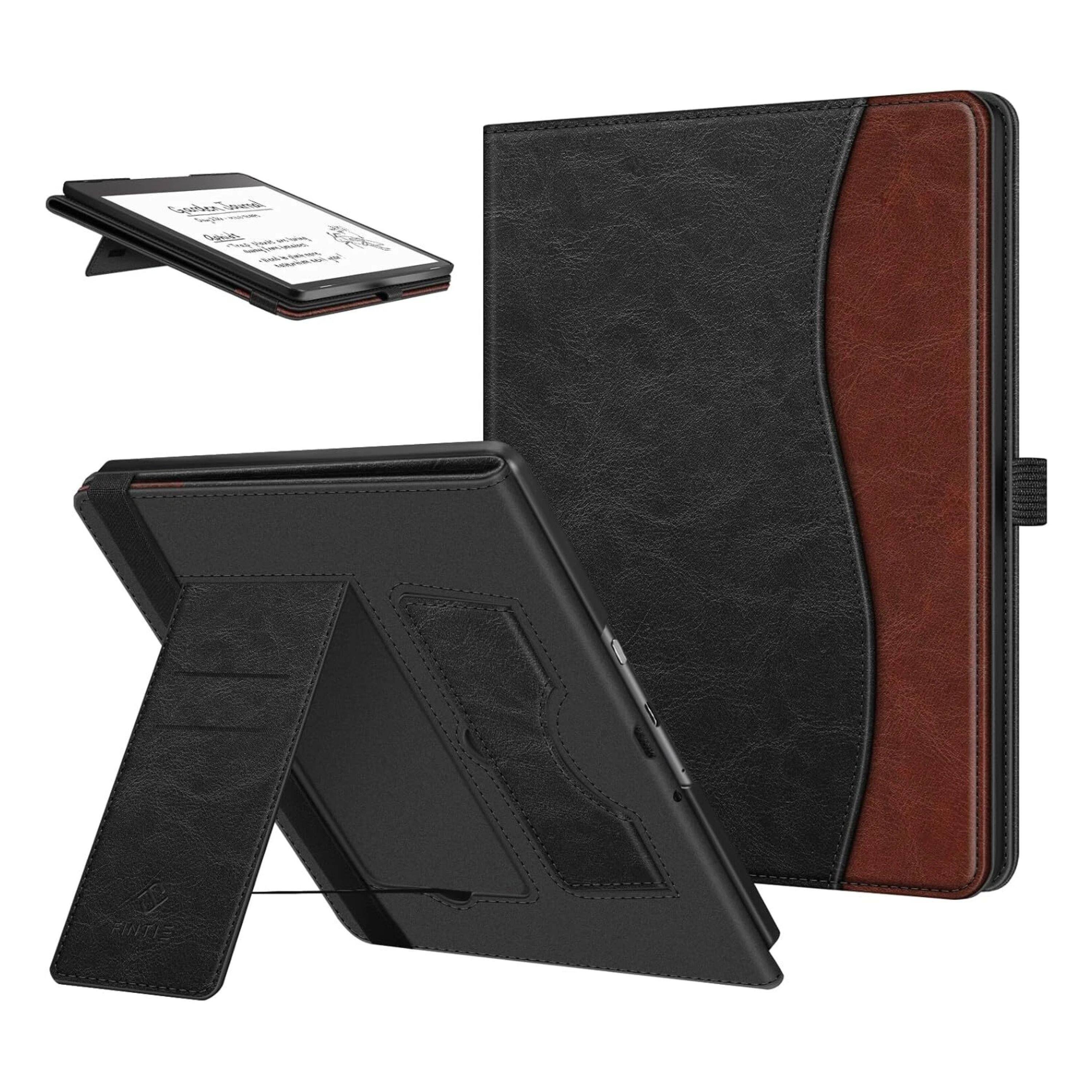Front. Kitcheniva - Foldable Stand Stand Case For 10.2 Inch Kindle Scribe (2024/2022 Release) Dual Color - Black Brown.