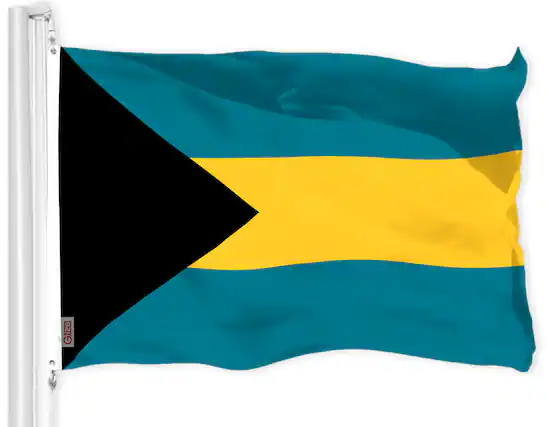 Front. G128 - Bahamas Flag 3 x 5 ft 150D Polyester Brass Grommets Indoor Outdoor - Assorted Colors.
