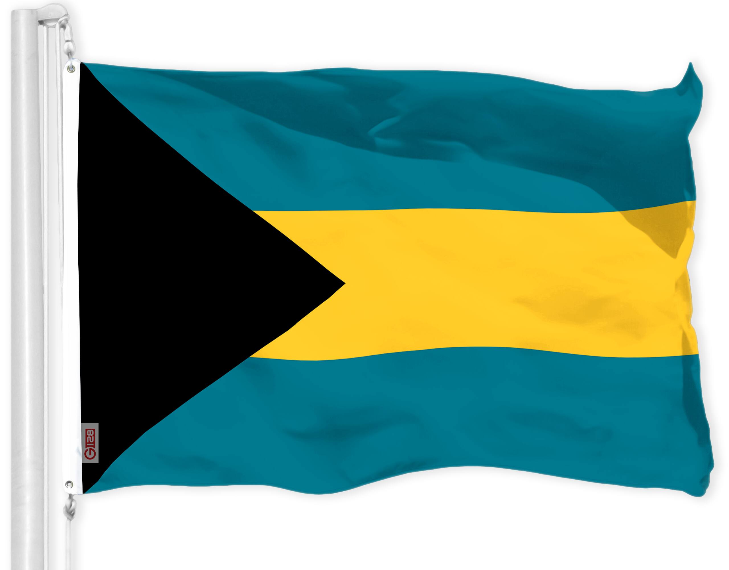Front. G128 - Bahamas Flag 3 x 5 ft 150D Polyester Brass Grommets Indoor Outdoor - Assorted Colors.