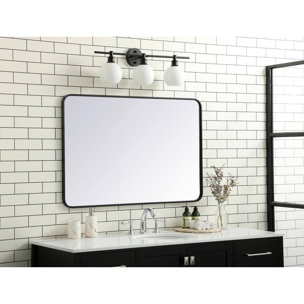 Alt View 4. Elegant Decor - Soft corner metal rectangular mirror 28x42 inch in Black - Black.