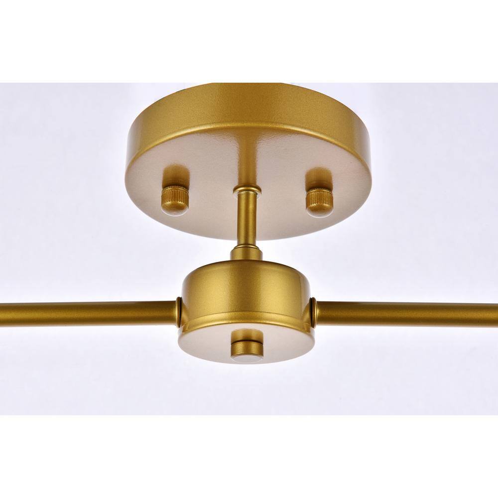 Alt View 2. Living District - Zane 2 lights brass flush mount - Brass.
