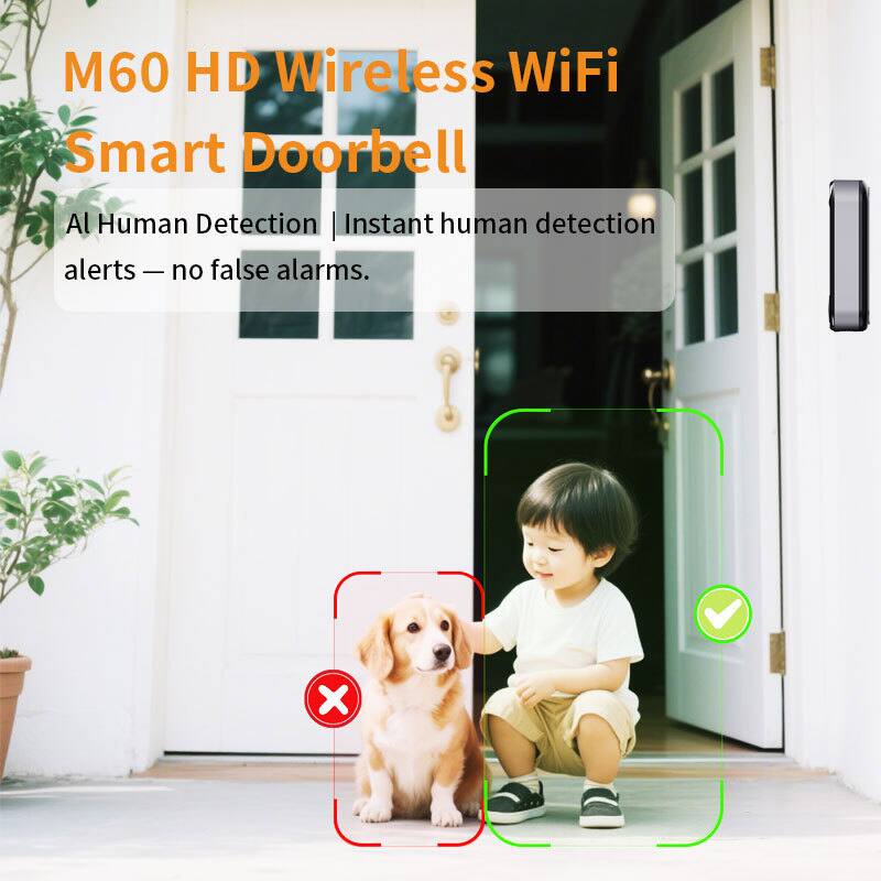 M60 HD Wireless WiFi Smart Doorbell  
AI Human Detection | Instant human detection alerts — no false alarms.