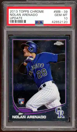 2013 TOPPS CHROME
NOLAN ARENADO
UPDATE
#MB - 39
GEM MT
10
PSA
42652120
RC
NOLAN ARENADO
COLORADO
28
GR