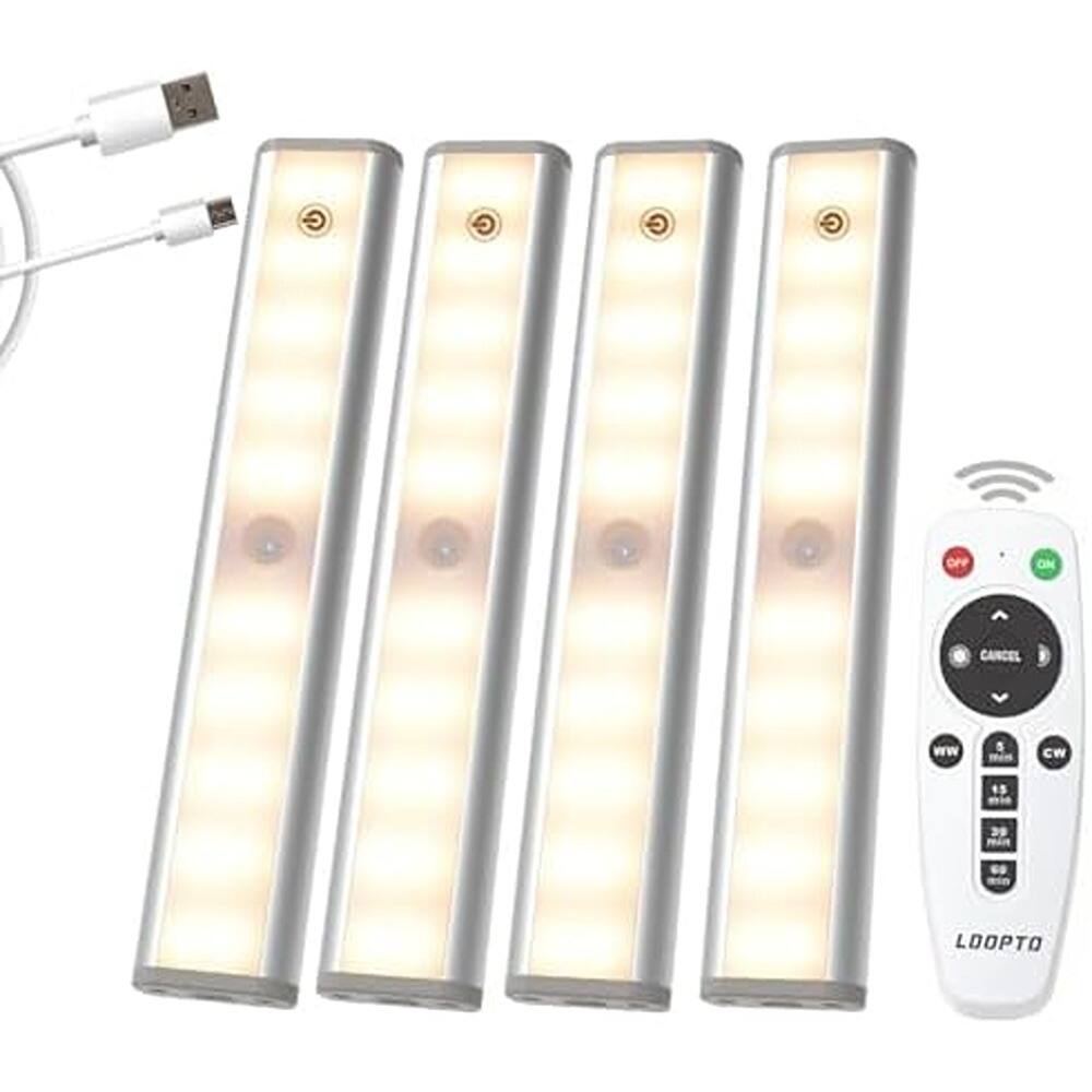 ACJPR - 4-Pack Under Cabinet Motion Light – Rechargeable, 3-Color, Wireless