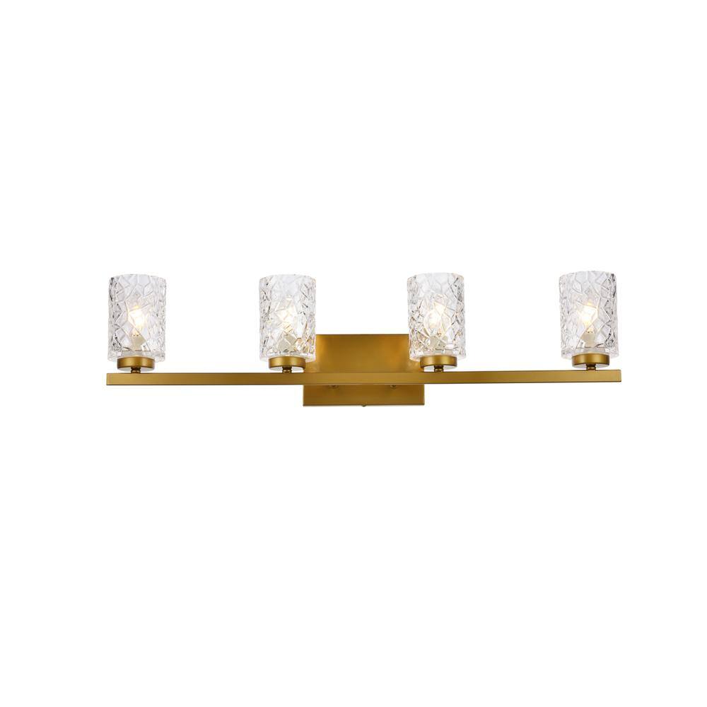 Alt View 2. Living District - Cassie 4 lights bath sconce in brass with clear shade - Brass And Clear Shade.