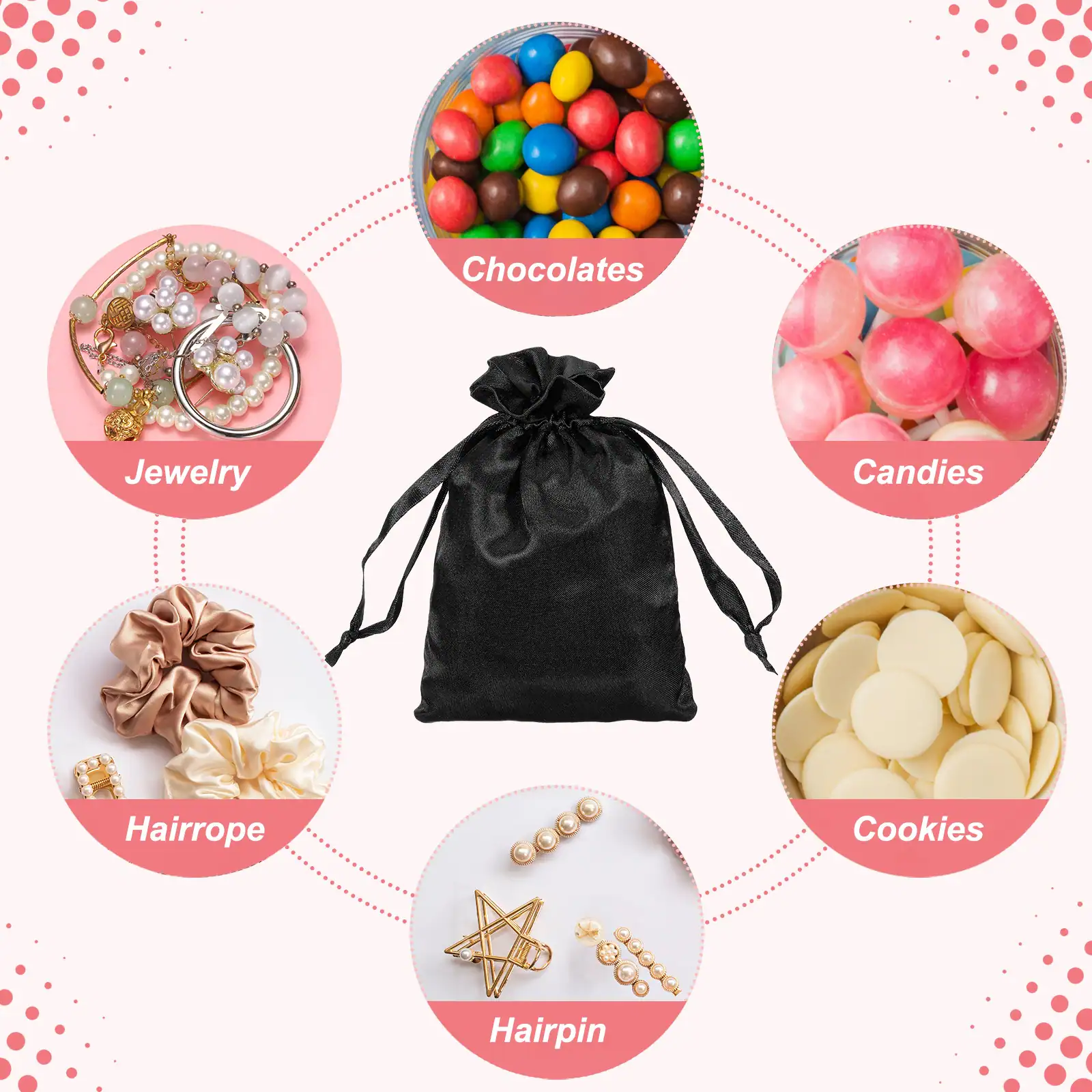 Chocolates, Jewelry, Candies, Hairrope, Cookies, Hairpin