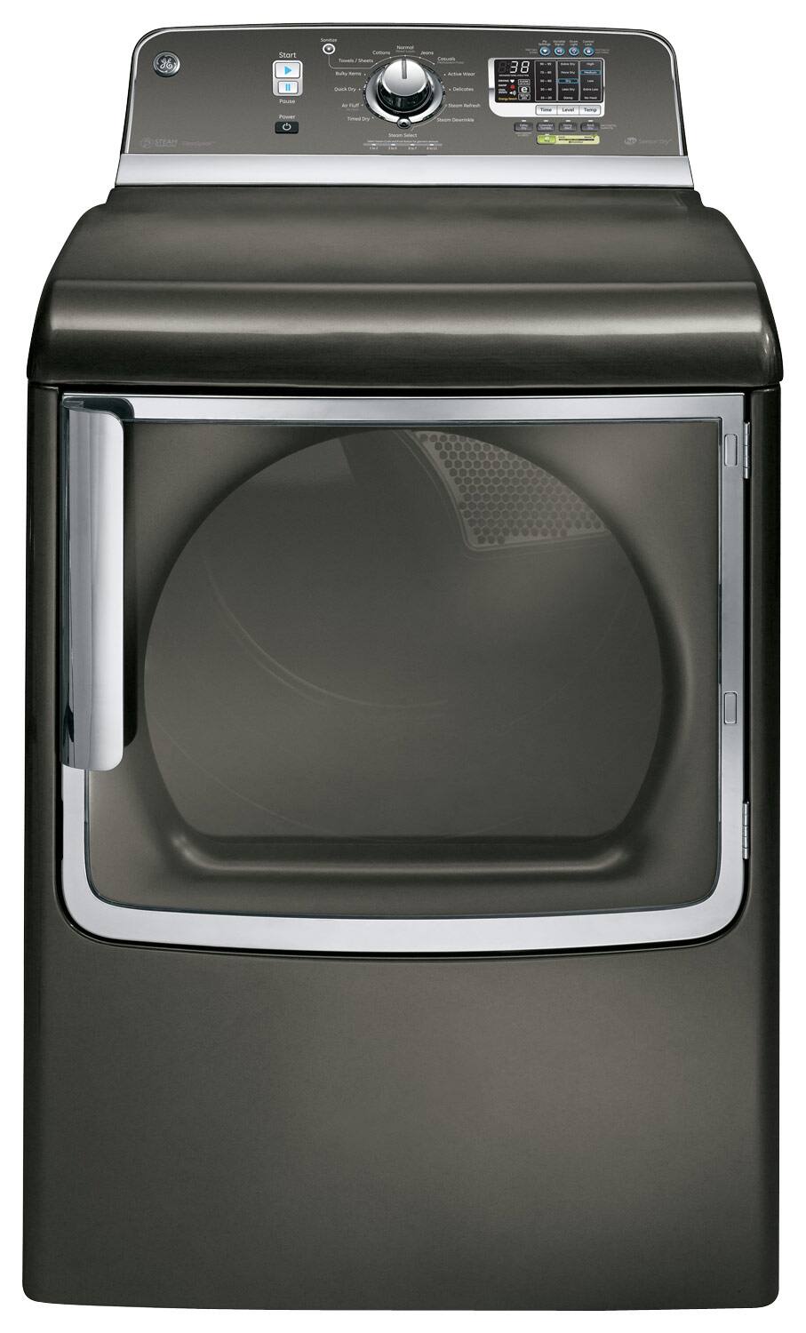  GE - 7.8 Cu. Ft. 14-Cycle Steam Electric Dryer - Metallic Carbon
