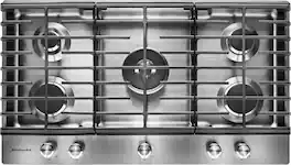 KitchenAid - 36" Gas Cooktop with 5 Burners - Stainless Steel