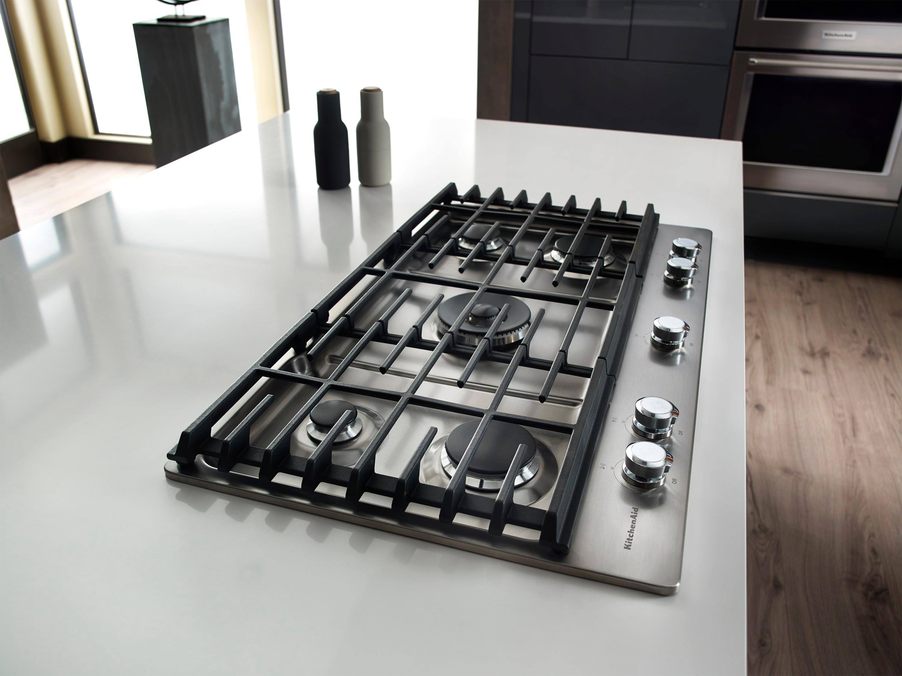 Alt View 13. KitchenAid - 36" Built-In Gas Cooktop - Stainless steel.