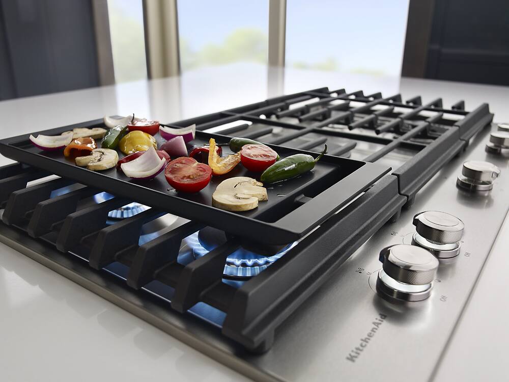 Alt View 15. KitchenAid - 36" Built-In Gas Cooktop - Stainless steel.