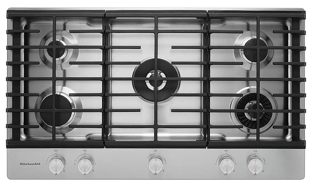 KitchenAid - 36" Built-In Gas Cooktop - Stainless Steel - Front_Zoom