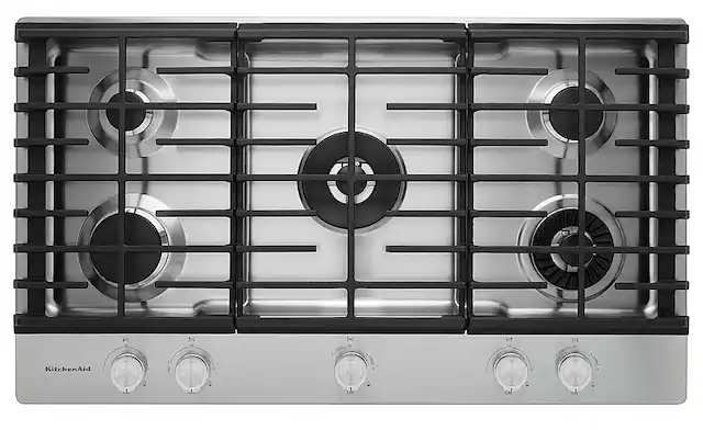 Front. KitchenAid - 36" Built-In Gas Cooktop - Stainless steel.
