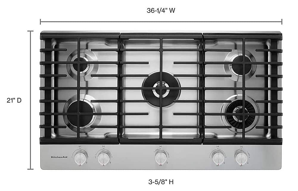 Alt View 11. KitchenAid - 36" Built-In Gas Cooktop - Stainless steel.