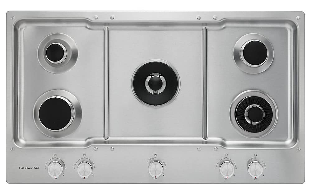 Alt View 12. KitchenAid - 36" Built-In Gas Cooktop - Stainless steel.