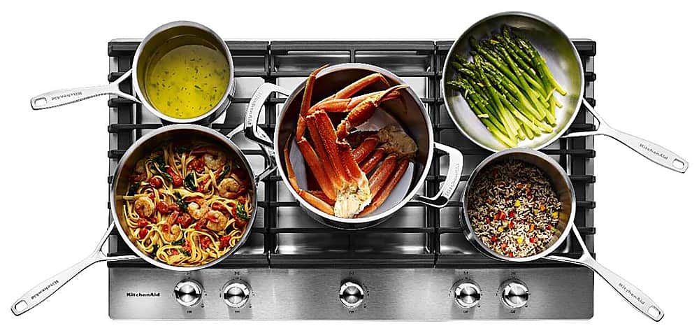 Alt View 13. KitchenAid - 36" Built-In Gas Cooktop - Stainless steel.