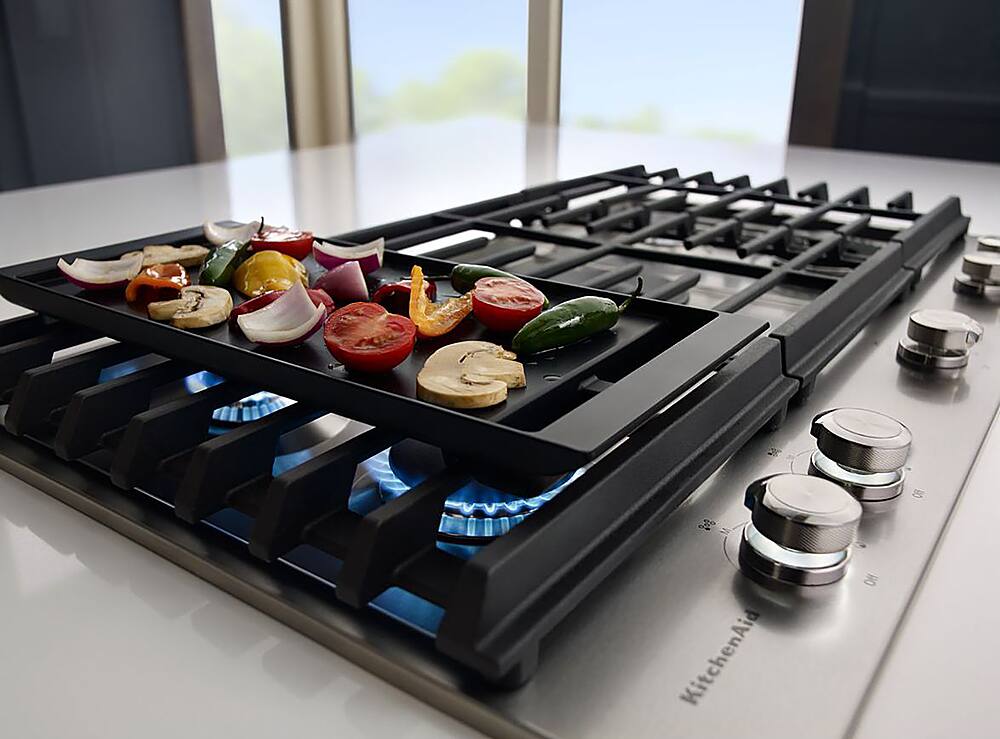 Alt View 20. KitchenAid - 36" Built-In Gas Cooktop - Stainless steel.